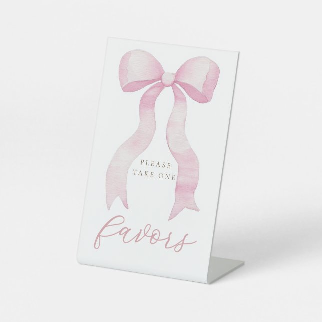 Signe De Table enseigne de piédestal à ruban rose aquarelle (Recto)