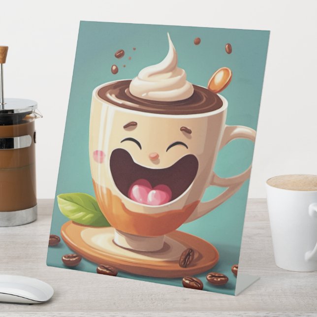 Signe De Table Enseigne de piédestal Café Fou (In SItu)