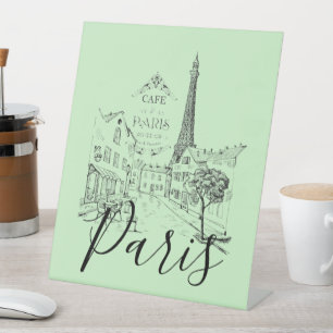 Signe De Table Enseigne de piédestal Cafe Paris