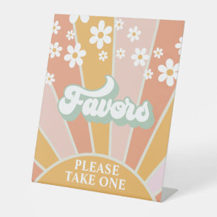 Signe De Table Enseigne de piédestal de faveurs groovy Retro Suns
