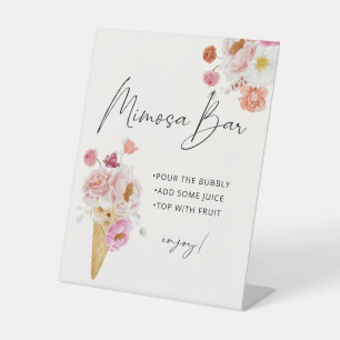 Signe De Table Enseigne de piédestal de glace florale de bar Mimo