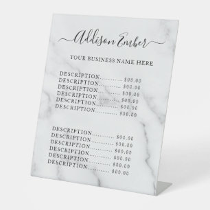 Signe De Table Enseigne de piédestal de liste de prix de l'entrep