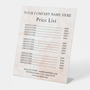 Signe De Table Enseigne de piédestal de liste de prix de miel