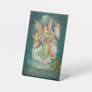 Signe De Table Enseigne de piédestal de Noël Vintage 3 Anges