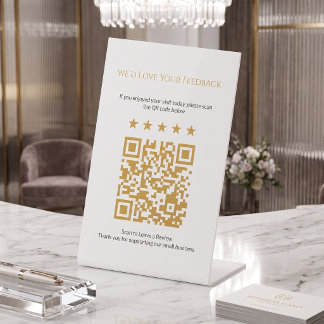 Signe De Table Enseigne de révision de code QR or minimal pour pe