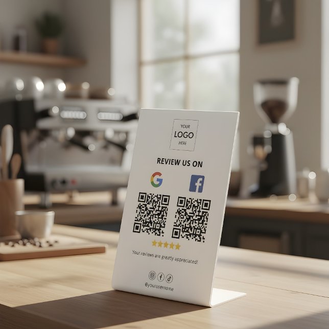 Signe De Table Enseigne de socle de code QR de critique Google Fa (Créateur téléchargé)
