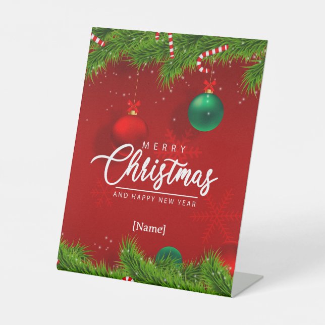 Signe De Table Enseigne de socle personnalisée Joyeux Noël (Recto)