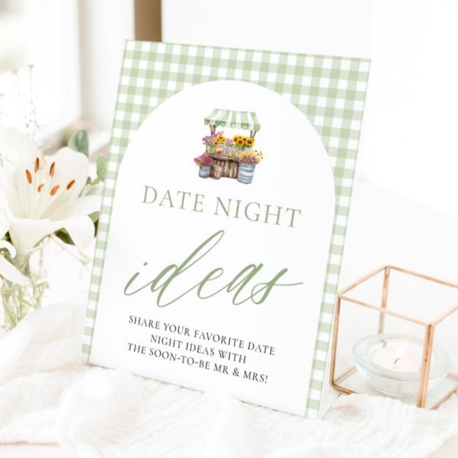 Signe De Table Enseigne de soirée "Green Fresh Off The Market" (Green Fresh Off The Market Date Night Ideas Sign)