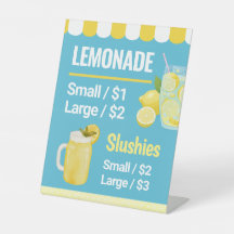 Enseigne de table pour stand de limonade Liste de