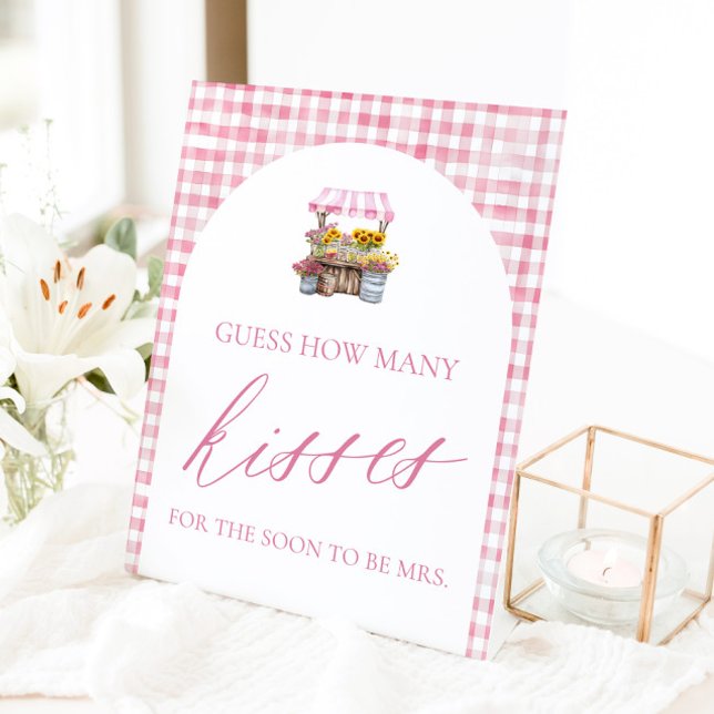 Signe De Table Enseigne Devinez Combien de Bisous Frais sur le Ma (Fresh Off The Market Guess How Many Kisses Sign)