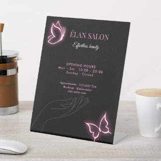 Signe De Table Enseigne Élégante de Salon de Beauté Papillon Lumi