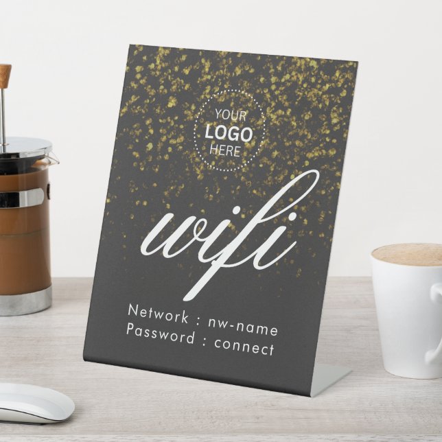 Signe De Table Enseigne sur pied avec logo et Wi-Fi  (In SItu)