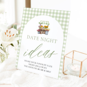 Signe De Table Enseigne verte "Idées de soirées en amoureux, prod