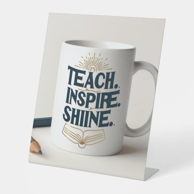 Signe De Table Enseigner. Inspirer. Briller. Mug pour enseignant (Recto)