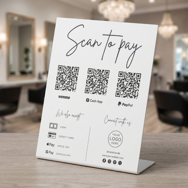 Signe De Table Entreprise de code QR de paiement par scanne (Créateur téléchargé)