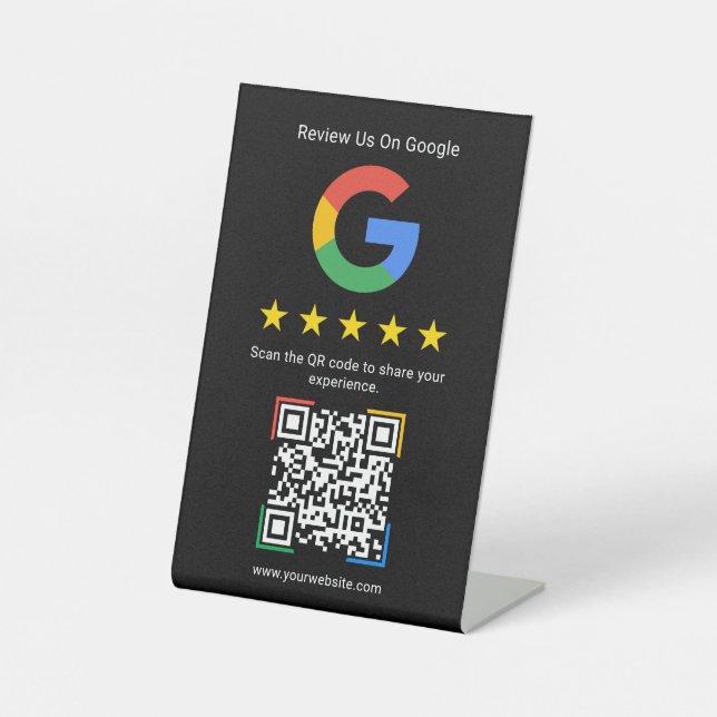 Signe De Table Entreprise de code QR de révision Google simple mo (Recto)