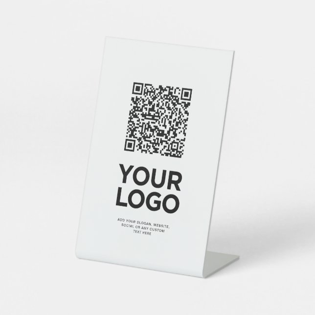 Signe De Table Entreprise Logo Texte simple Code Qr (Recto)