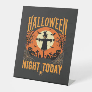 Signe De Table Épouvantail de cimetière de nuit d'Halloween Vecte