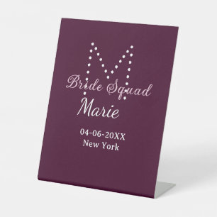 Signe De Table Équipe de la mariée ajoutez nom monogramme demoise
