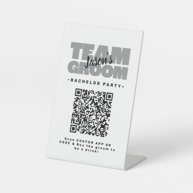Signe De Table Équipe du marié Code QR Soirée Bachelor Acheter Bo (Recto)