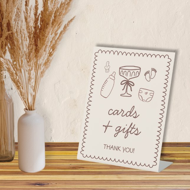 Signe De Table Espresso Martini Jouer Merci de Baby shower (Espresso Martini Playful Baby Shower Tahank You Pedestal Sign)