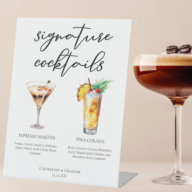 Signe De Table Espresso Martini Pina Colada Cocktails Menu (Créateur téléchargé)