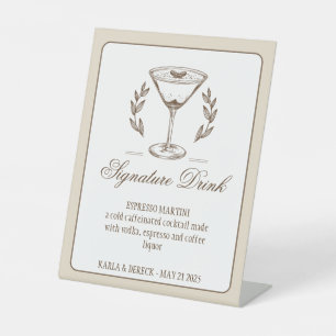 Signe De Table Espresso Martini Signature Boisson Menu Mariage