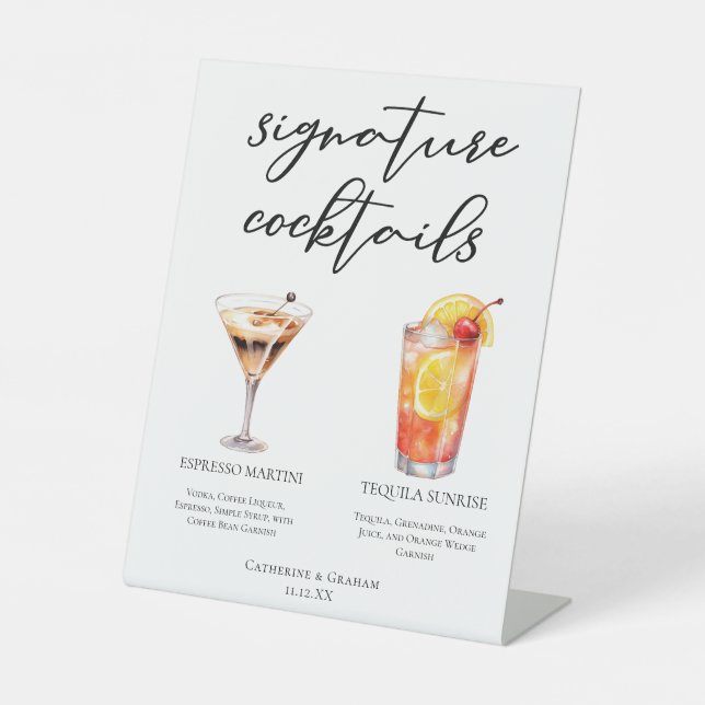 Signe De Table Espresso Martini Tequila Sunrise Cocktails Menu (Recto)
