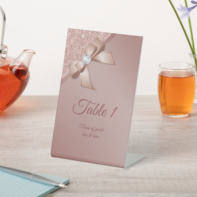 Signe De Table Étincelles et Rose Gold Glamor Numéro de table (In SItu)