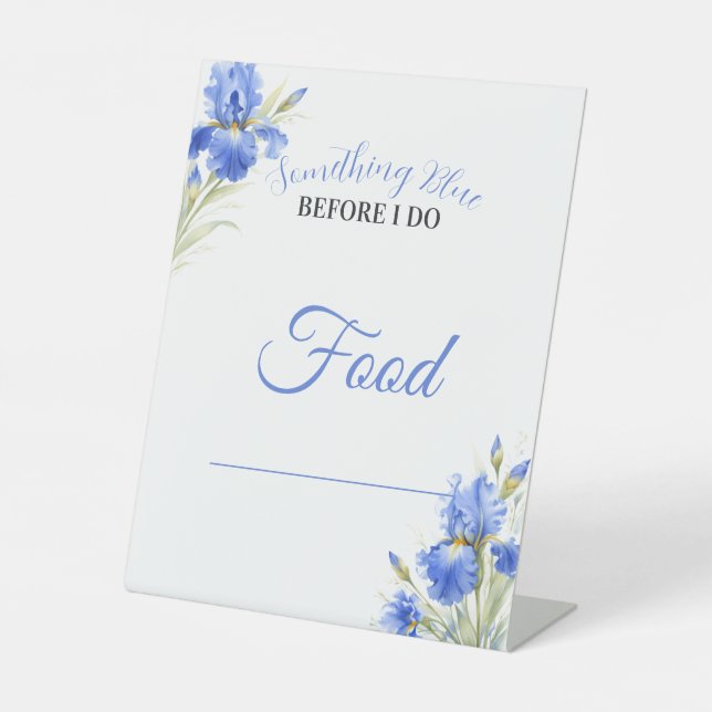 Signe De Table Étiquettes de nourriture pour Baby Shower Iris Ble (Recto)