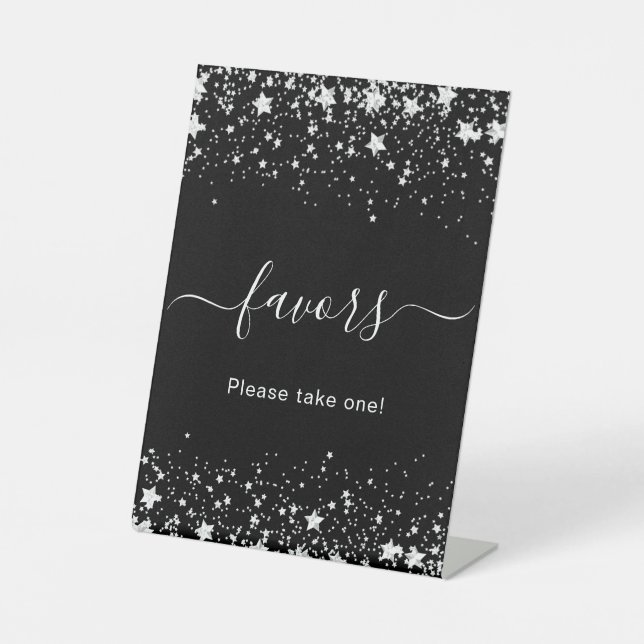 Signe De Table Étoiles argentées noires, cadeaux de fête pour les (Recto)