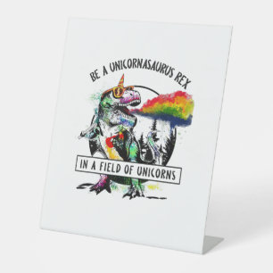 Signe De Table Être Un Rex Unicornasaurus Dans Un Champ De Unicor