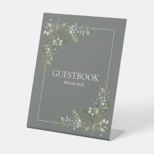 Signe De Table Eucalyptus Botanique Sage Green Guestbook Pedestal