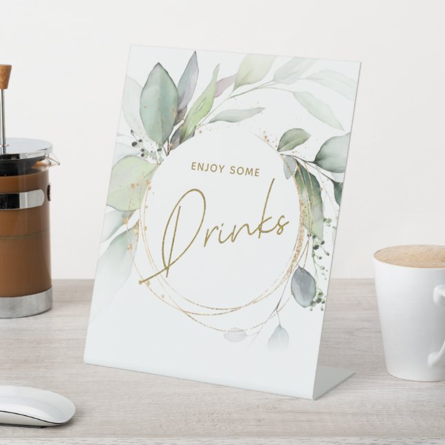 Signe De Table Éucalyptus de feuillage vert (In SItu)