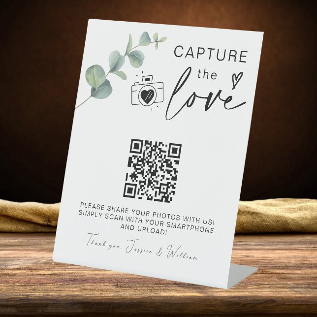 Signe De Table Eucalyptus de verdure Capturer le code QR d'amour (Créateur téléchargé)