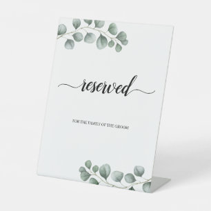 Signe De Table Eucalyptus Feuille calligraphie Réservé