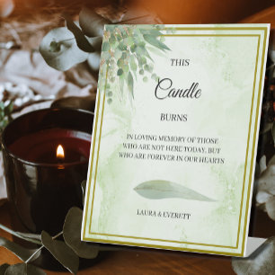 Signe De Table Eucalyptus Foliage Cette Bougie Brûle, En Mémoire
