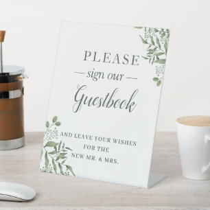 Signe De Table Eucalyptus Green Succulent Mariage Livre d'or