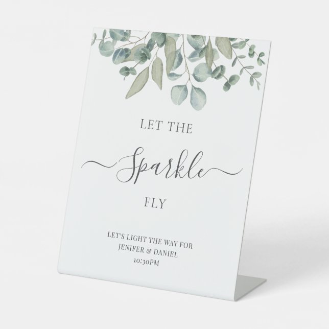 Signe De Table Eucalyptus Greenery Wedding Sparkle Sign (Recto)
