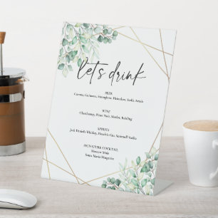 Signe De Table Eucalyptus Mariage de verdure Boissons Menu