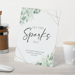 Signe De Table Eucalyptus Mariage Sparkler vert Envoyer