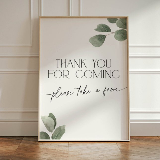 Signe De Table Eucalyptus Thank You for Coming Pedestal Sign (Créateur téléchargé)