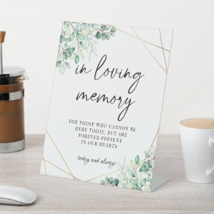 Signe De Table Eucalyptus verdoyant en Mariage de mémoire d'amour