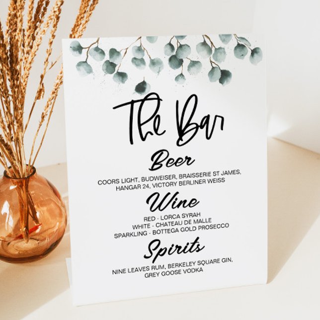 Signe De Table Éucalyptus Vert Plante Boissons Bar Signal Piédest (Créateur téléchargé)