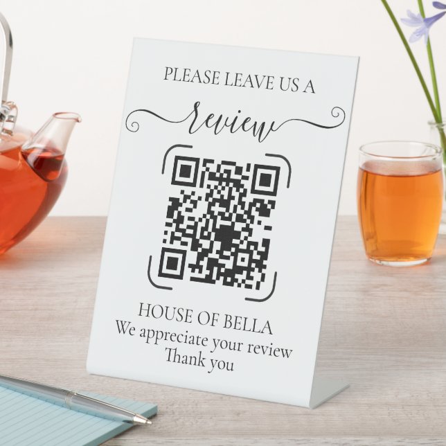 Signe De Table Évaluation de QR Code d'Écriture Élégante  (In SItu)