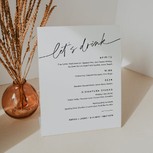 Signe De Table EVERLEIGH Mariage Boire Cocktail Menu 8x10