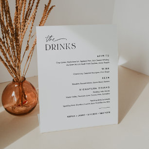 Signe De Table EVERLEIGH Mariage Boire Cocktail Menu 8x10