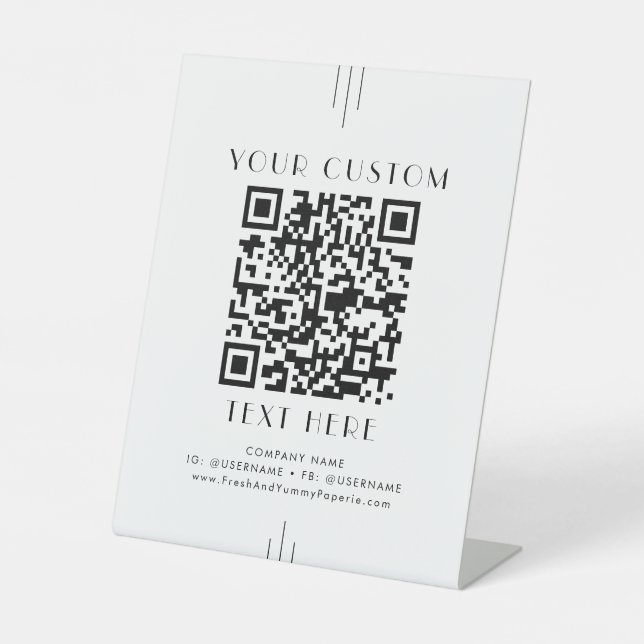 Signe De Table EVERLY Art Deco Business or Wedding Custom QR Code (Recto)