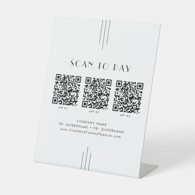 Signe De Table EVERLY Art Deco Business QR Code Scan To Pay (Recto)