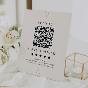 Signe De Table EVERLY Ivory Black Business QR Code Laissez un avi
